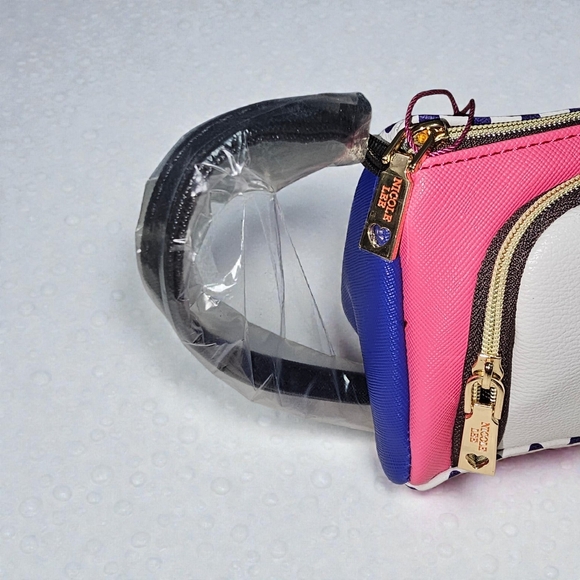 NICOLE LEE "Tea Time Me Time" Pink and Blue Cosmetic Bag w Handle - Picture 8 of 8